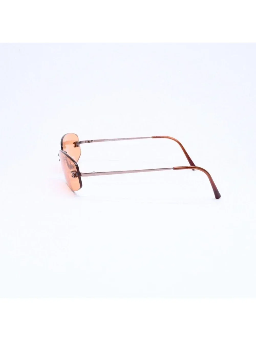 Chanel Rimless Sunglasses Side CC Logo Metal Orange 19 Eyewear